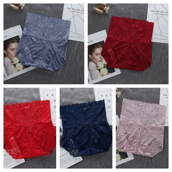 Lot de 5 culottes taille haute en dentelle