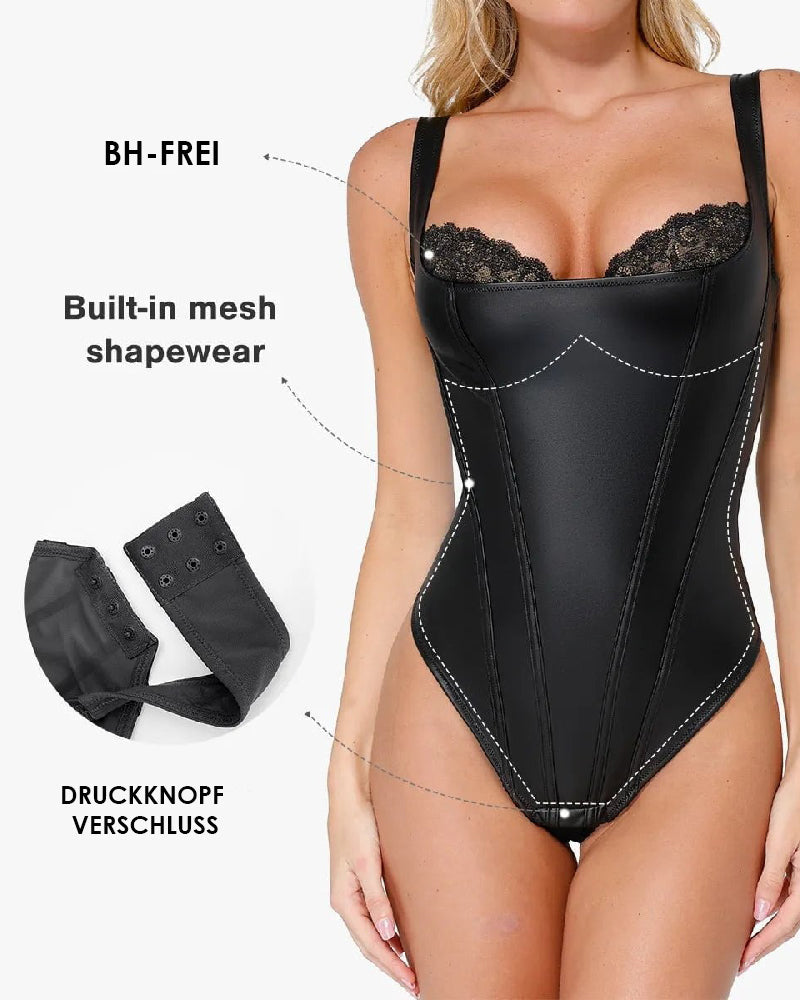 Shapshe® Body en shapewear en cuir avec dentelle balconette et tanga