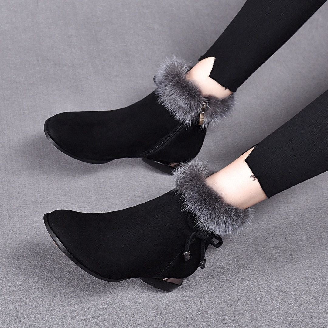 Bottines d'hiver en cuir souple