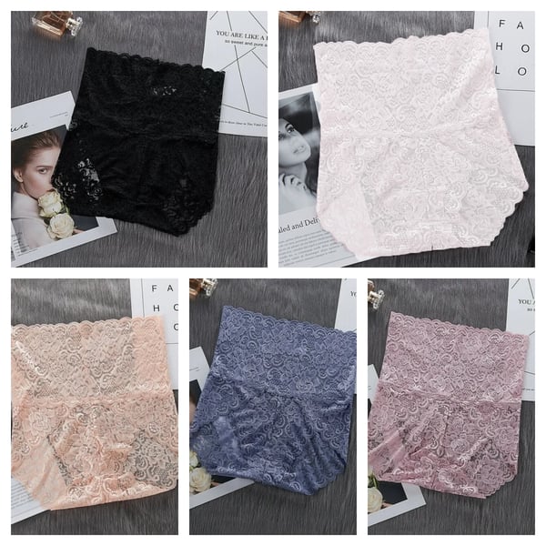 Lot de 5 culottes taille haute en dentelle