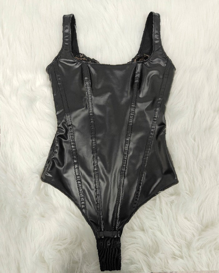 Shapshe® Body en shapewear en cuir avec dentelle balconette et tanga