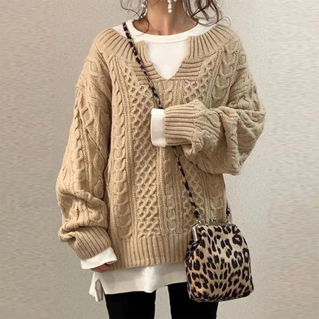 Pull en tricot surdimensionné avec motif en torsade