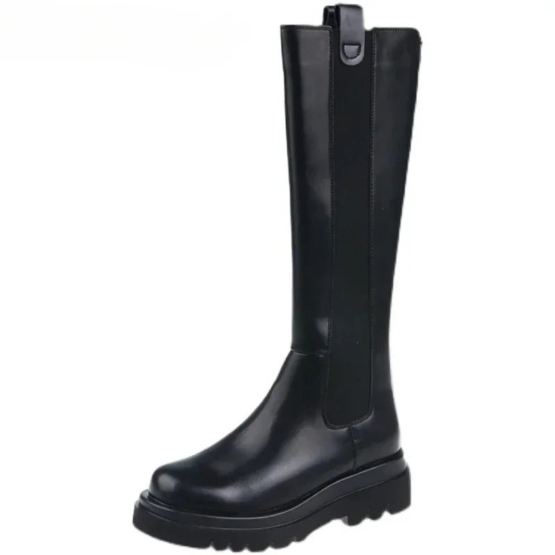 Bottes longues en cuir avec plateforme