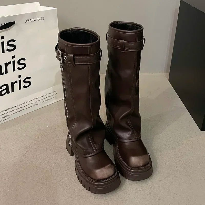 Bottes Biker à plateforme pour femmes