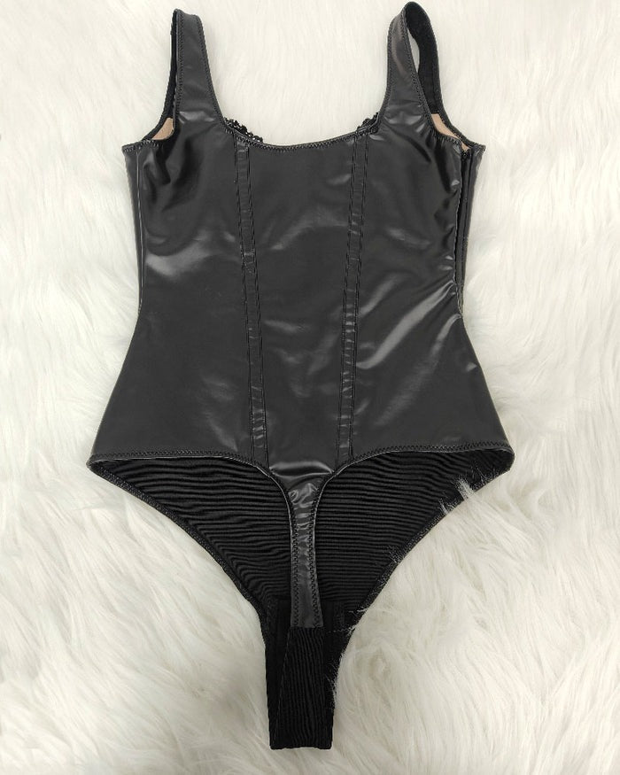 Shapshe® Body en shapewear en cuir avec dentelle balconette et tanga