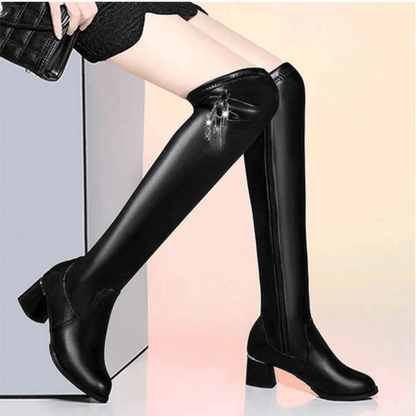 Bottes d'hiver en cuir noir