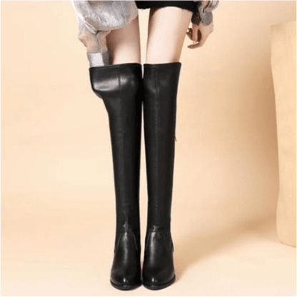 Bottes d'hiver en cuir noir