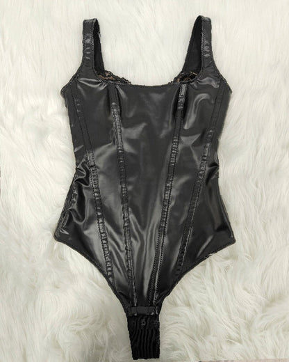 Shapshe® Body en shapewear en cuir avec dentelle balconette et tanga