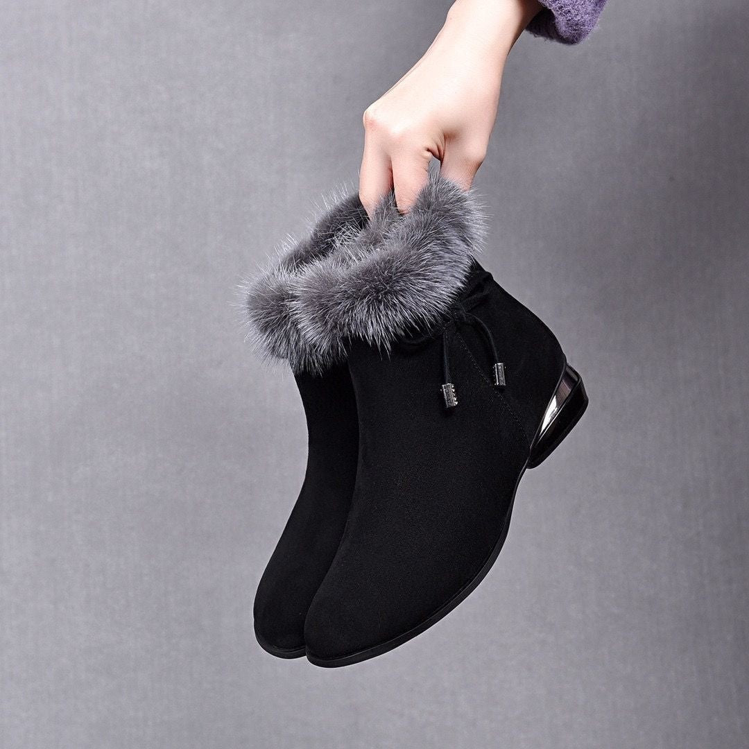 Bottines d'hiver en cuir souple