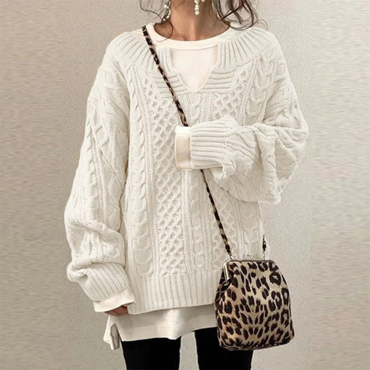 Pull en tricot surdimensionné avec motif en torsade
