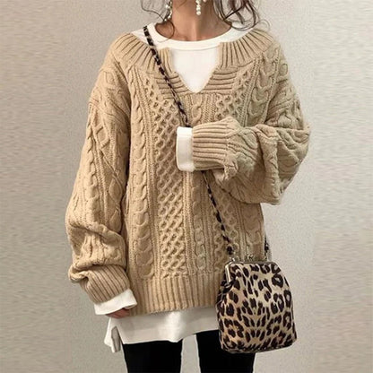 Pull en tricot surdimensionné avec motif en torsade