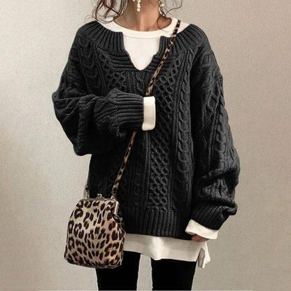 Pull en tricot surdimensionné avec motif en torsade