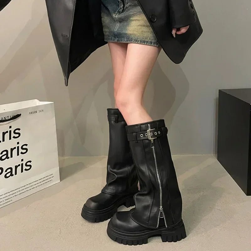 Bottes Biker à plateforme pour femmes
