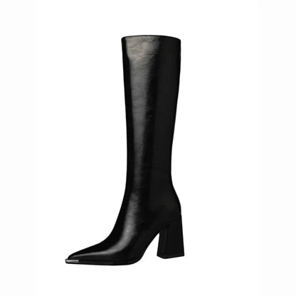 Bottes hautes  à bout pointu avec zips latéraux