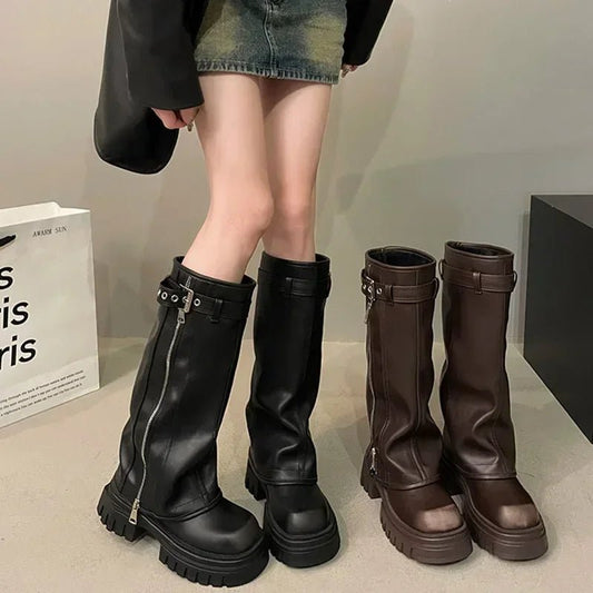 Bottes Biker à plateforme pour femmes