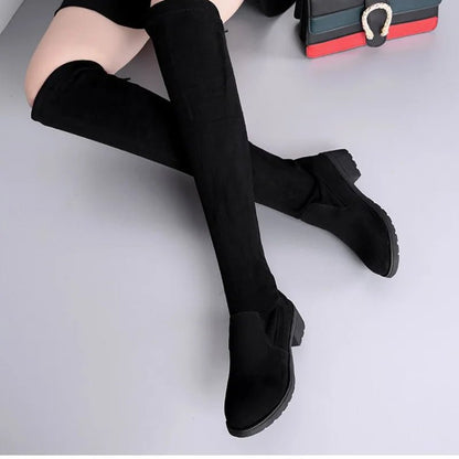 Bottes à talons épais en daim