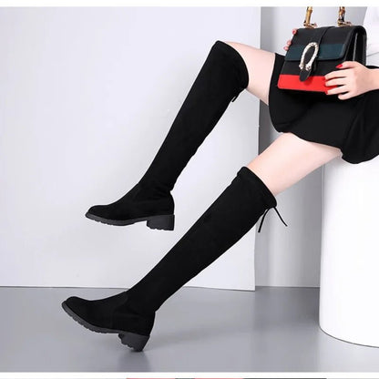 Bottes à talons épais en daim