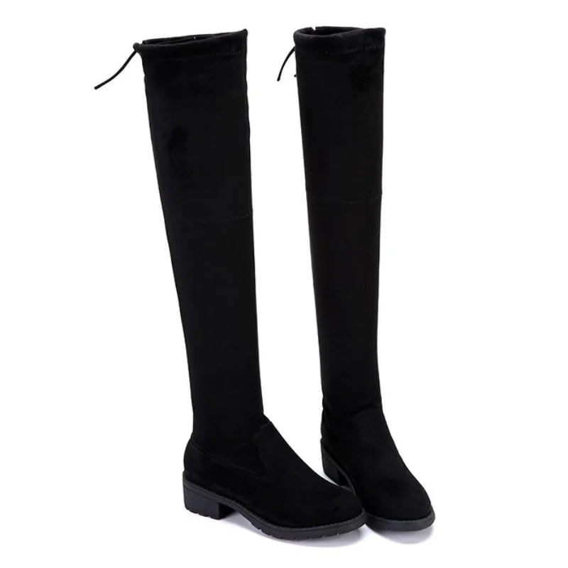Bottes à talons épais en daim
