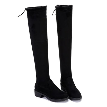 Bottes à talons épais en daim