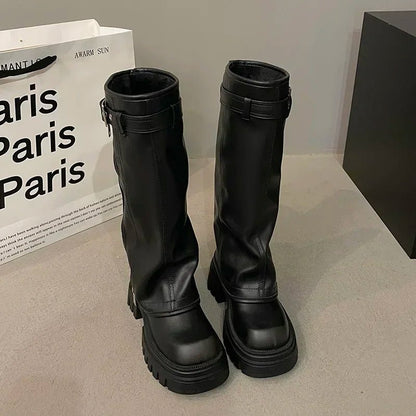 Bottes Biker à plateforme pour femmes