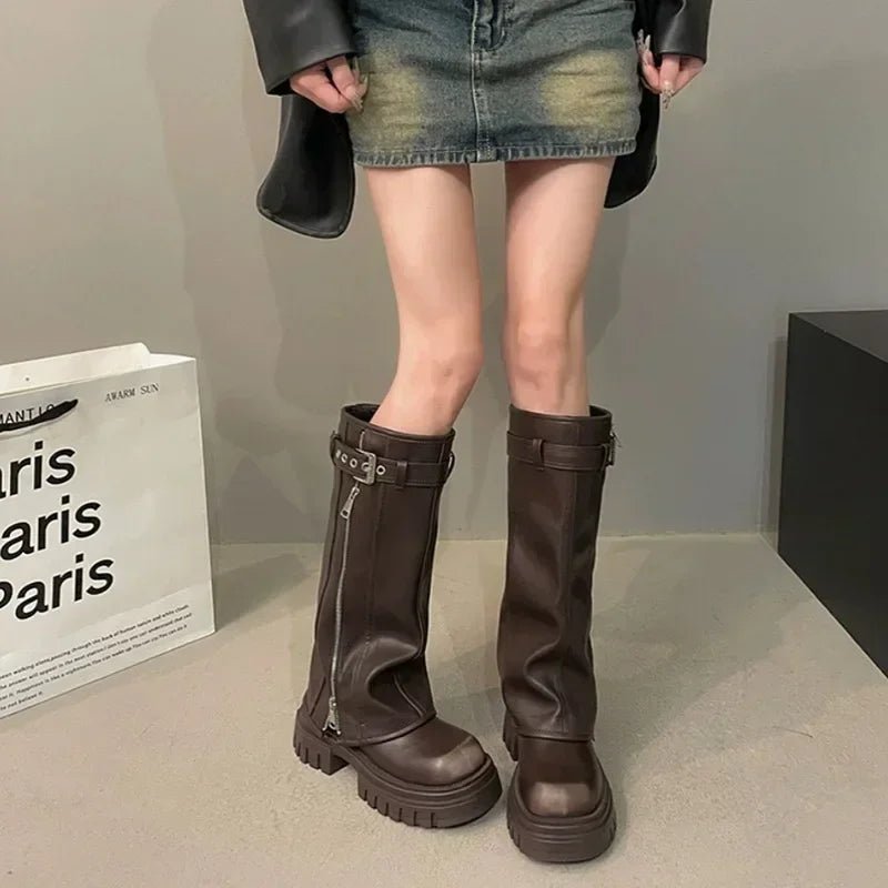 Bottes Biker à plateforme pour femmes
