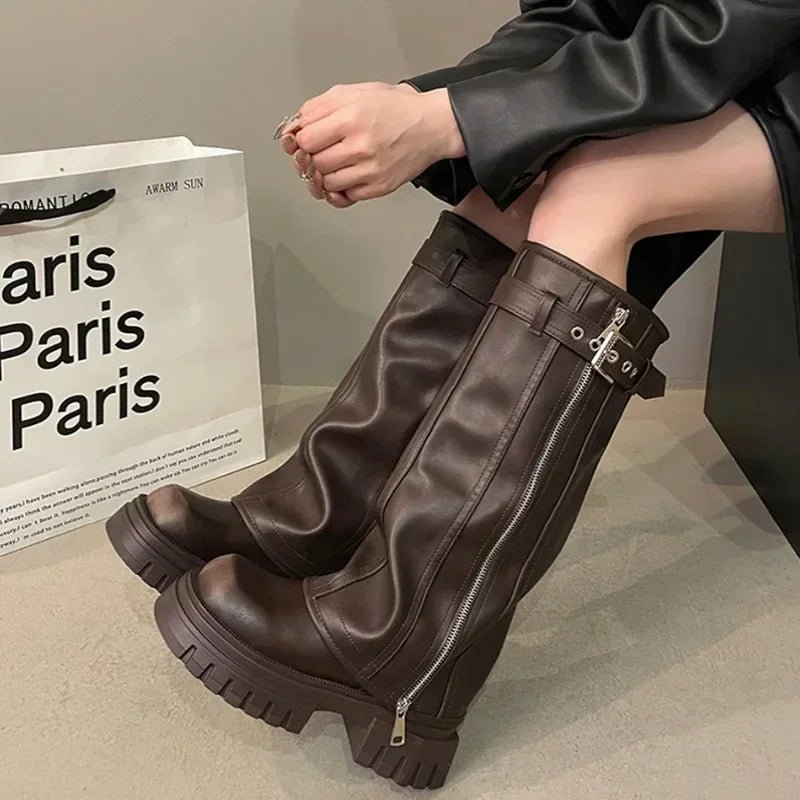 Bottes Biker à plateforme pour femmes