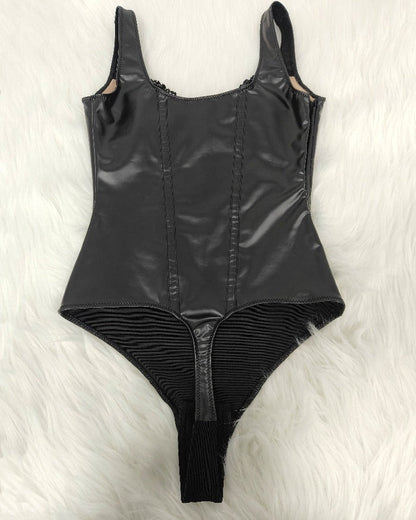 Shapshe® Body en shapewear en cuir avec dentelle balconette et tanga