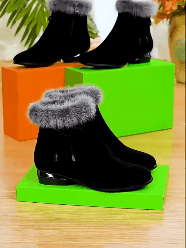 Bottines d'hiver en cuir souple
